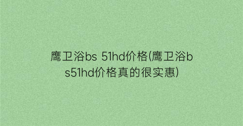 “鹰卫浴bs 51hd价格(鹰卫浴bs51hd价格真的很实惠)